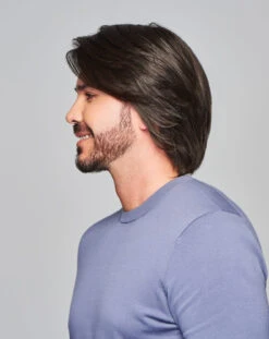 Sharp Men's Wig By HIM | Mono Top | Human Hair Blend -Wig Promotion Store HIM Sharp Model2 OutoftheBox Side1