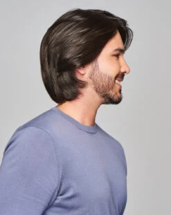 Sharp Men's Wig By HIM | Mono Top | Human Hair Blend -Wig Promotion Store HIM Sharp Model2 OutoftheBox Side2