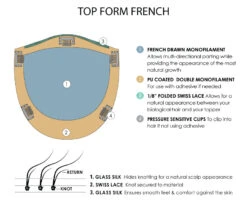 Top Form French 18" Topper | Renau Exclusive -Wig Promotion Store Top Form French base diagram 4c1b25b8 a6c8 4a2e b25f 2792fb2af33d
